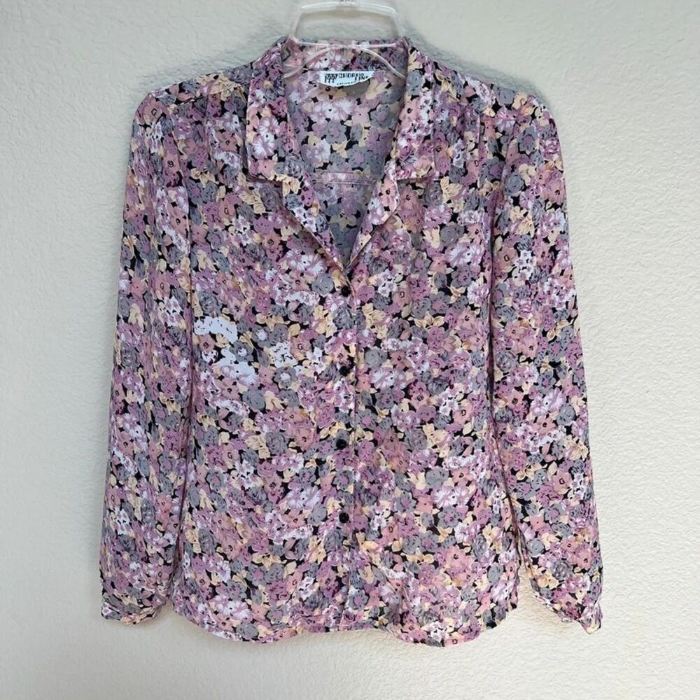 Vintage Chorus Line California Floral Ditsy Watercolor Blouse